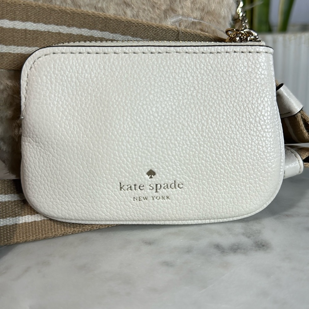 KATE SPADE ROSIE FAUX SHEARLING NORTH SOUTH ZIP PHONE CROSSBODY - Picture 9 of 17